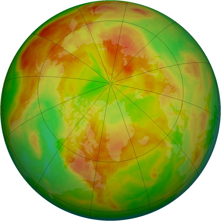Arctic ozone map for 13 May 1991